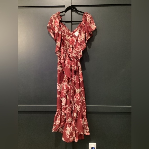 Misa Los Angeles Tayla floral ruffle cascade wrap midi maxi Dress NWT Revolve M - Picture 4 of 10